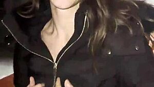 Risky sex unfolds in the hotel parking lot with muffled moans