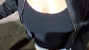 flashing my tits at the party and sucking on that big cock outdoors