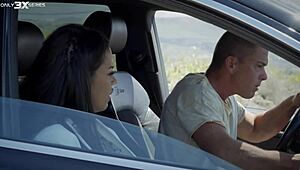 Hey, join me for this wild cock stakeout where brunette Chloe Lamour takes cumshot on her big tits outdoors!