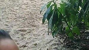 oh man, we exhibitionist couple fuckin' on the beach in public, then this stranger asks to cum with us, adam and eva