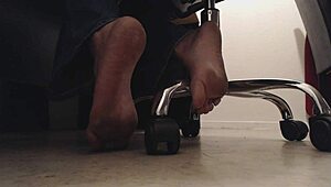 Sneaky Foot Boy Voyeur Watches Feet Underdesk Dirty Soles and Crunching Toes