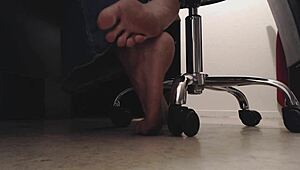 Sneaky Foot Boy Voyeur Watches Feet Underdesk Dirty Soles and Crunching Toes