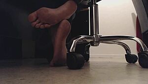 Sneaky Foot Boy Voyeur Watches Feet Underdesk Dirty Soles and Crunching Toes