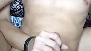 i, uh, felt debora prado sit behind me masturbating my big cock with lube using her black painted nail hands