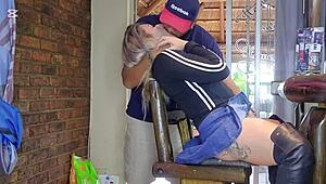 Hey, watch this hot blonde cheat and squirt all over in close-up