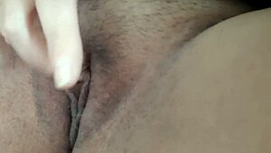 close up hairy pussy drips cum during intense shaking legs orgasm from masturbation