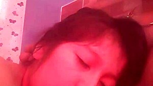 Estelita is giving a close-up blowjob to this thick cock in our homemade video