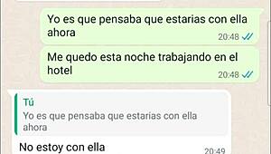 The Latina teen got wet during phone web chat, whispering quiero que cojas otra vez ella no se va a enterar.