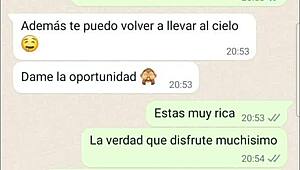 The Latina teen got wet during phone web chat, whispering quiero que cojas otra vez ella no se va a enterar.