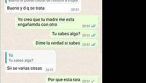 The Latina teen got wet during phone web chat, whispering quiero que cojas otra vez ella no se va a enterar.