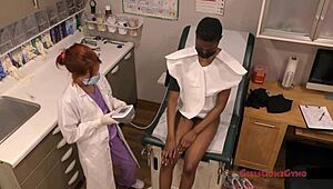 soccer star jewel undergoes a sports physical, focusing on her brunette short hair and small natural tits in a hospital setting.