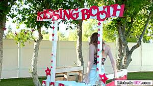 come on, lick my hairy pussy right here in this public kissing booth