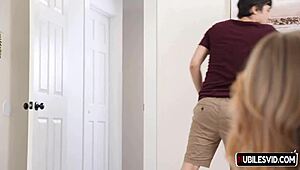 Shy blonde teen princess gets deepthroat fucked to creampie