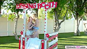 come on, lick my hairy pussy right here in this public kissing booth