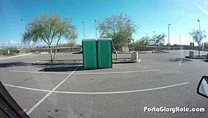 Chubby Slut SWALLOWS Cum at Public GLORYHOLE Spot