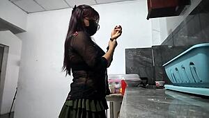 the neighbor's acting all weird, spying on me and jerking off like some total perv while i'm just chilling