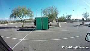 Chubby Slut SWALLOWS Cum at Public GLORYHOLE Spot