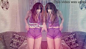 Scarlett Mae showed off her adorable camel-toe in tight see-through leggings during the photoshoot. It was so cute and sexy.