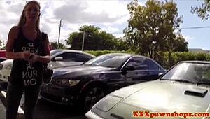 amateur babe trades car and pussy for quick cash blowjob