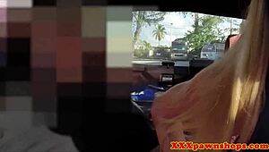 amateur babe trades car and pussy for quick cash blowjob