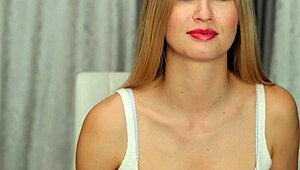 cute blonde bombshell shakes her massive tits in casual tease