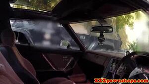 amateur babe trades car and pussy for quick cash blowjob