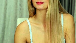 cute blonde bombshell shakes her massive tits in casual tease