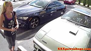 amateur babe trades car and pussy for quick cash blowjob