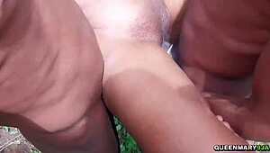 Who's joining this real outdoor sex party with horny skinny 18yo getting creampie rides and wet pussy action?