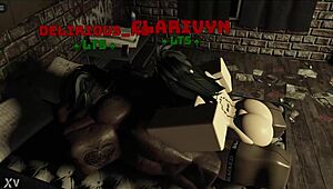 roblox whitegirl slut drops to knees for sloppy bbc monster cock suck