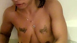 i love shaving my ebony milf pussy smooth then soaking in the bath