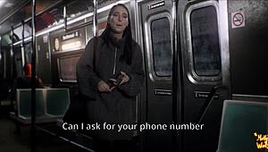 beautiful mollyredwolf stranger drops to knees for sloppy outdoor train blowjob