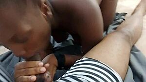 afro ebony babe with big ass sucks his monster cock every morning