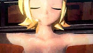Alien bunny kagamine rin mod flaunts big tits ass in full nude costume.