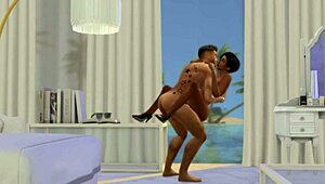 Hot hunky sims 4 honeymoon sex all day with orgasm cumshots! 🔥🍆💦