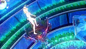 Alien bunny kagamine rin mod flaunts big tits ass in full nude costume.