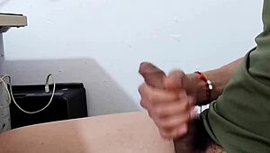 His massive cock overflows as thick milk shoots everywhere wildly