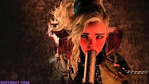 Gemma Smithy kneels bound for intense blowjob training session