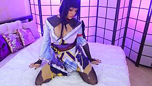 raiden shogun fingers her dripping pussy hard