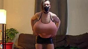 shanneltrav bounces her massive transsexual boobs everywhere