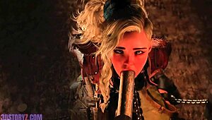 Gemma Smithy kneels bound for intense blowjob training session