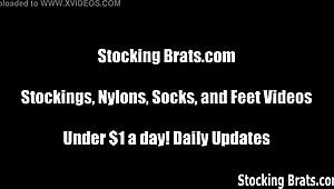 bold pantyhose threesome with femdom feet fetish