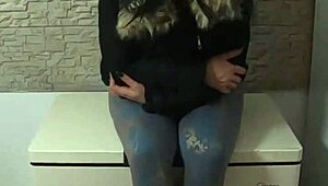 uggs boots camel toe pokes funny in old down jacket for playful fun