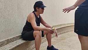 That tough soccer girl lost the bet to her mechanic buddy and paid up with her juicy ass on camera