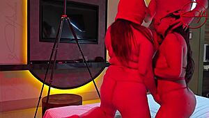 couple shares petite latina teen bareback with big cock creampie in caring 3some fuckfest