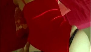 oh man that french milf in red SATIN LINGERIE gets her PUSSY FUCKED doggystyle with spanking