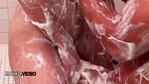 anne's steamy shower routine turns playful with japanese seduction vibes