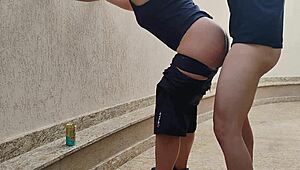 That tough soccer girl lost the bet to her mechanic buddy and paid up with her juicy ass on camera