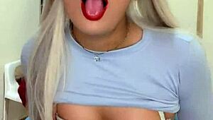 wanna see this hot trans with small tits stroke her cock hard?
