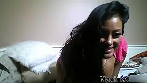 Maxine X slowly fingers her wet oriental pussy to squirting orgasm